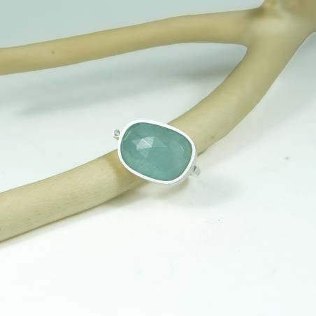 Anillo plata con aguamarina y diamante