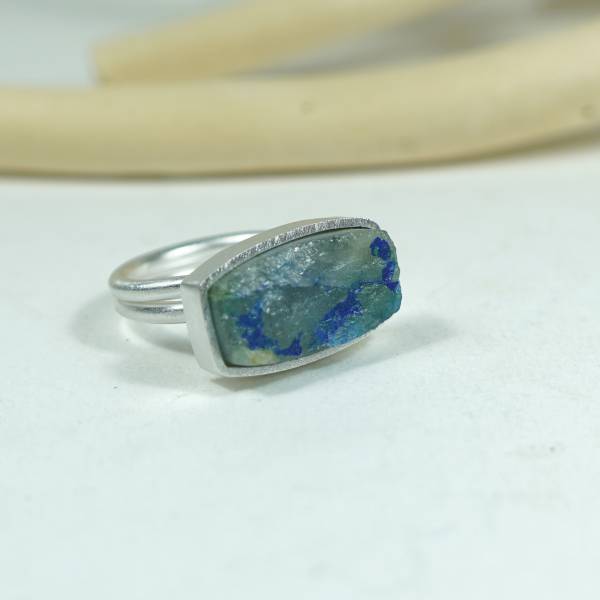 Anillo plata y azurita