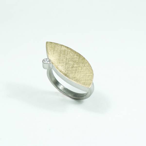 Gold and silver ring with diamond