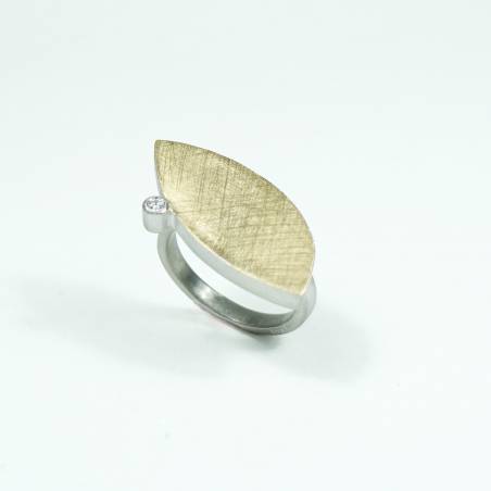 Gold and silver ring with diamond