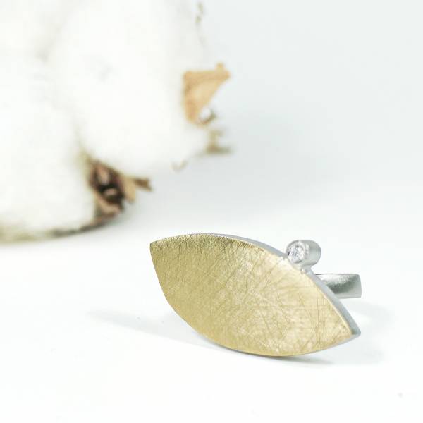 Anillo plata y oro con diamante