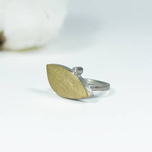 Gold and silver diamond ring