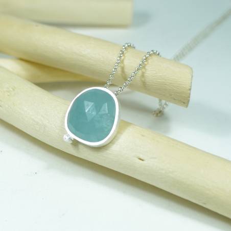 Penjoll plata amb aiguamarina