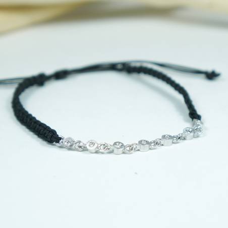 Polsera de plata amb diamants naturals i cordó