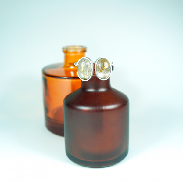 Arracades plata amb quars rutil i diamant