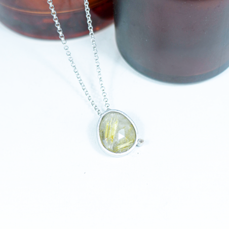 Colgante cuarzo rutilo y diamante