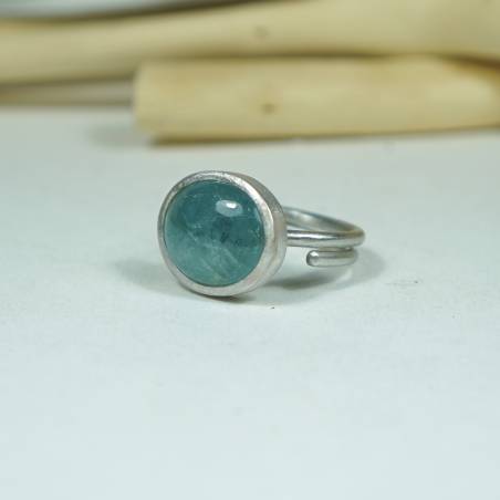 Anell plata aiguamarina natural