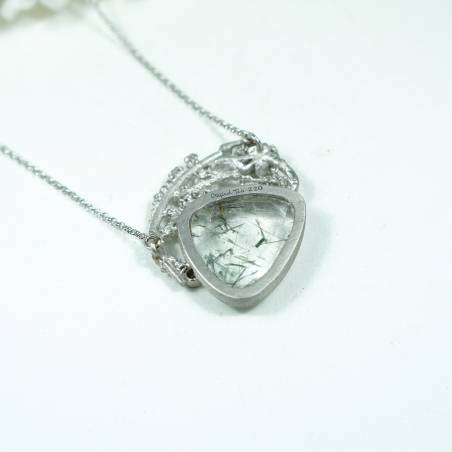 Joya única de plata con diamante y cuarzo rutilo