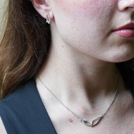 Pendiente de plata y diamante para mujer