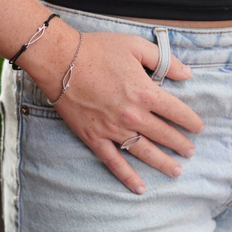 Anell elegant plata i diamant natural