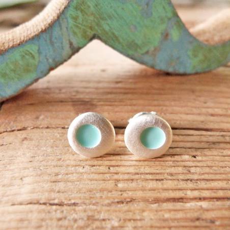 Arracades cercle de plata amb esmalt blau summer Arracades