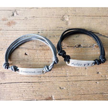 Sterling silver and cord men's bracelet