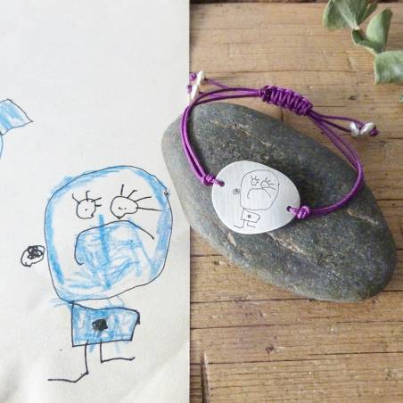 Customized sterling silver bracelet with drawing