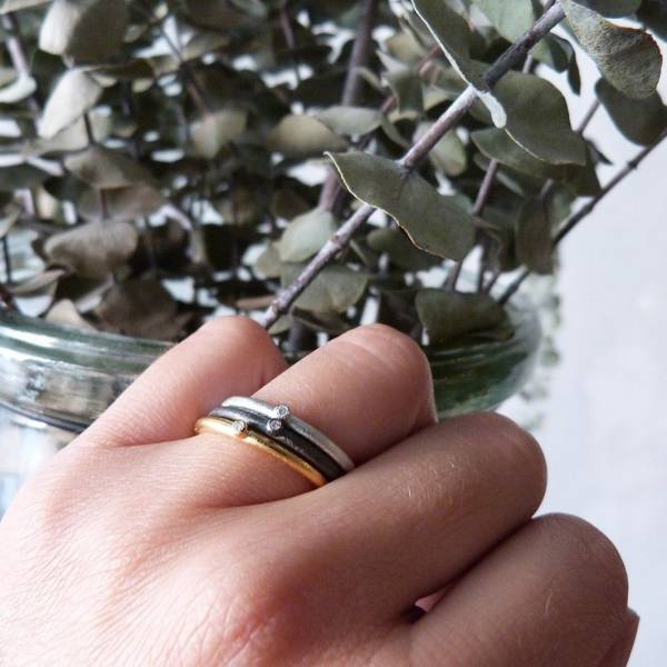 Anell plata rodiada amb diamant Anells