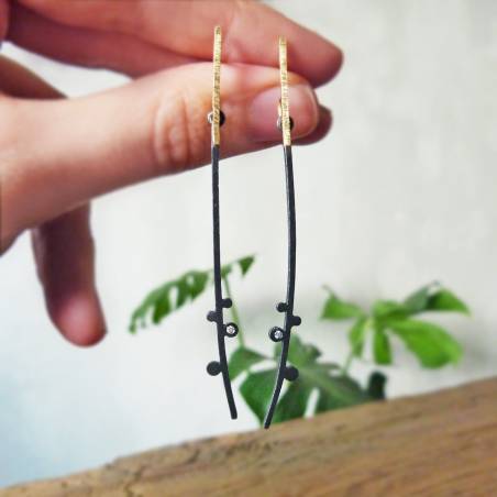 Pendientes oro, plata y diamantes