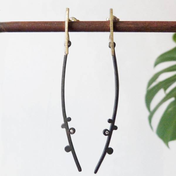 Pendientes oro, plata y diamantes LAND Pendientes