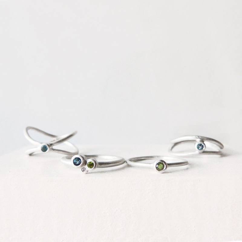 Anillo plata, topacio, turmalina y diamante ICE Anillos