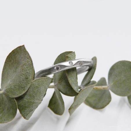 Wedding band made of silver and genuine diamonds