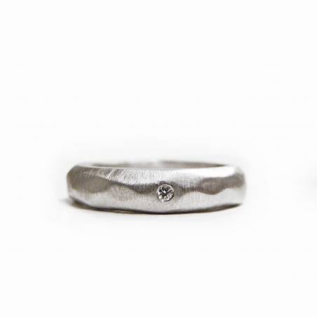 Anillo facetas plus plata y diamante