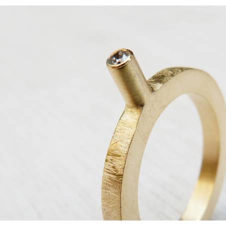 Anell plata xapat amb diamant LINE Anells