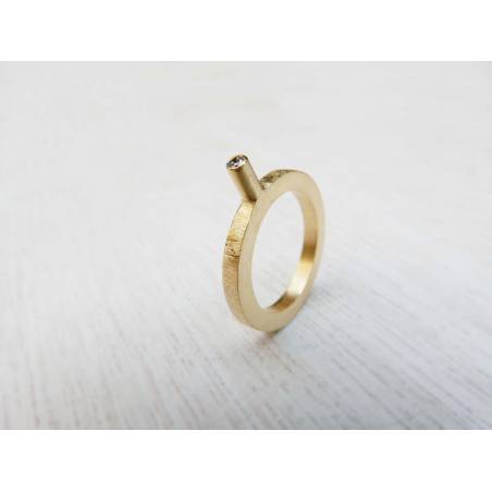 Anell plata xapat amb diamant LINE Anells