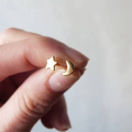 Pendientes estrella y luna oro