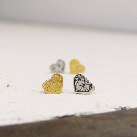 18 K gold heart earrings with screw closure