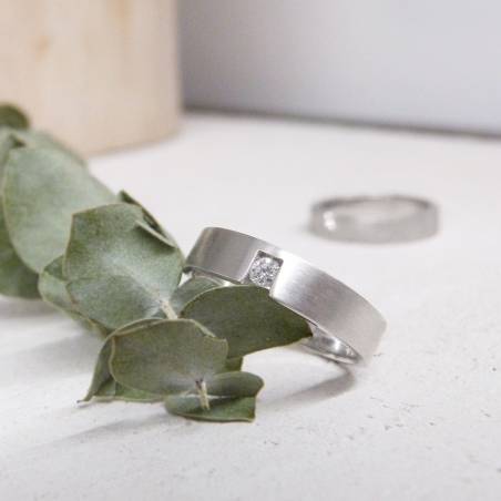 Solitari or blanc amb diamant