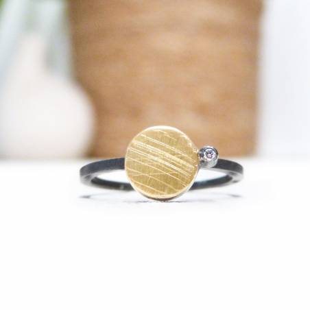 Anillo de plata, oro y diamante ORIGENS Plata