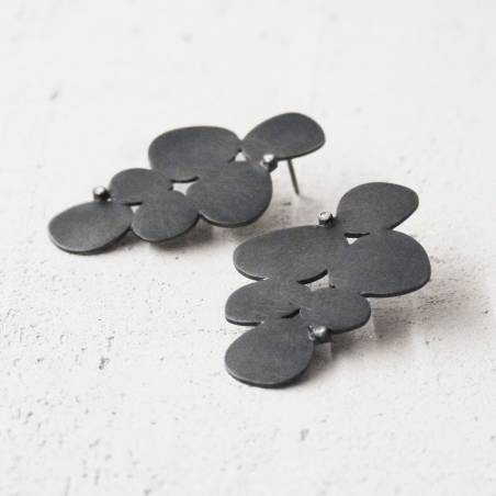 Pendientes plata de diseño grandes con  diamantes PÈTALS