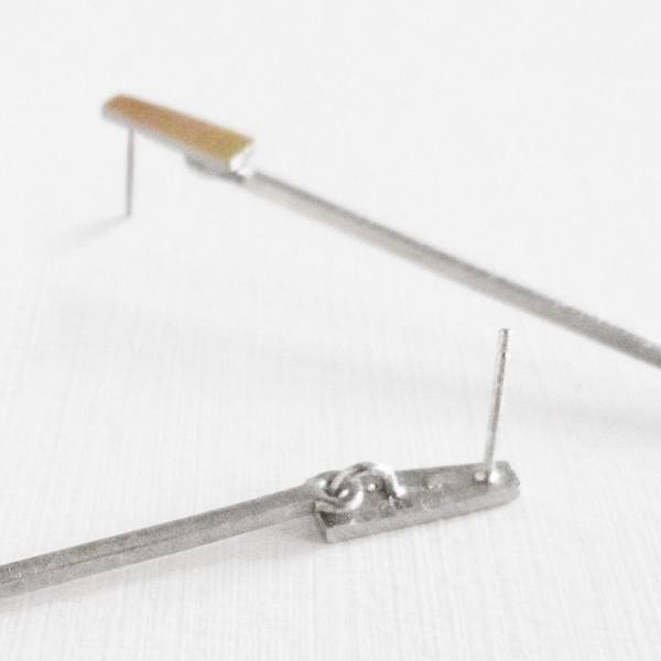 Pendientes largos de plata y oro Barcelona
