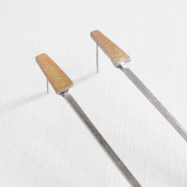 Pendientes largos de plata y oro Barcelona
