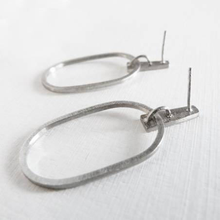 Pendientes plata y oro ovalados Barcelona