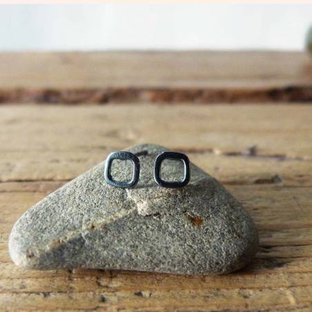 Pendientes cuadrado plata blanca o negra Pendientes