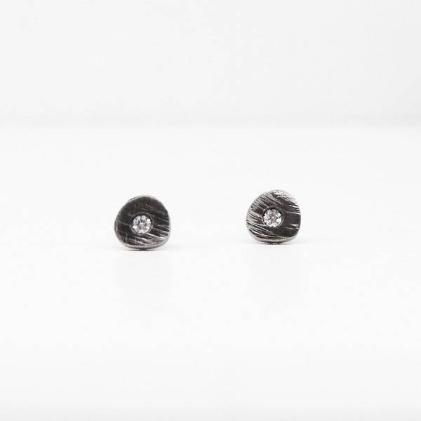 Stud oxidized silver earrings