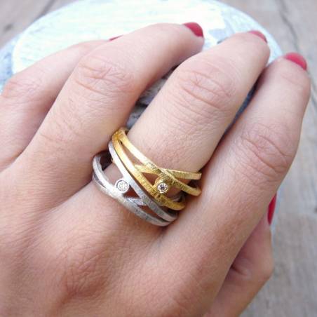 ATW ring with rhodium and diamond bath
