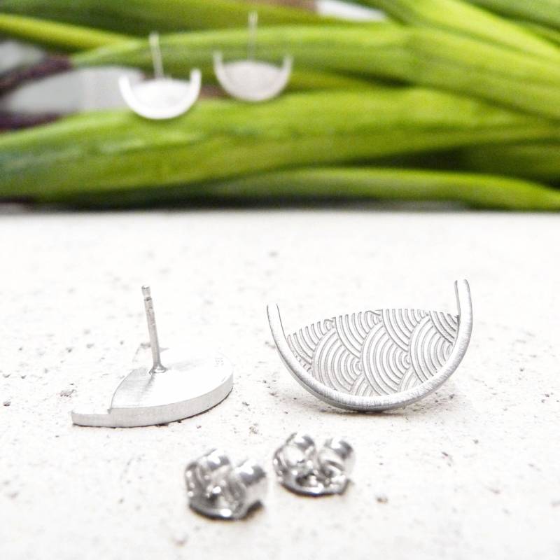 Pendientes de plata de botón