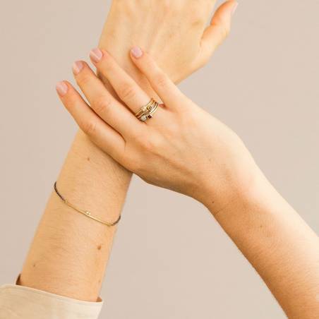 Pulsera de oro y diamantes con cadena de plata ANTHEA