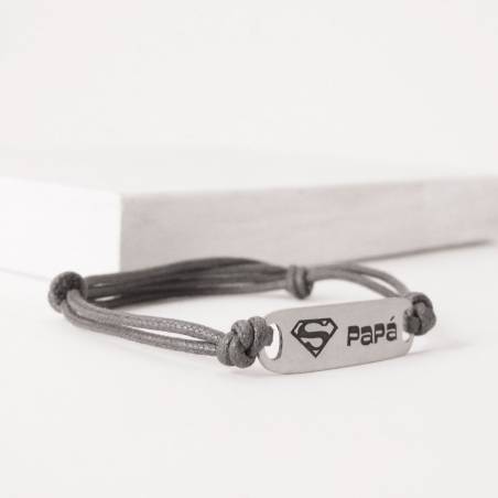 Pulsera de plata y cordón con mensaje para papá