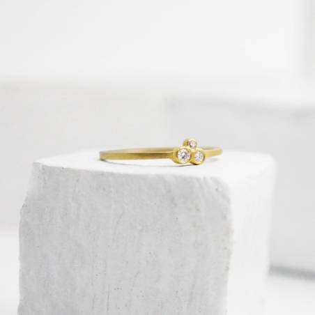 18 Kts gold ring and genuine diamonds