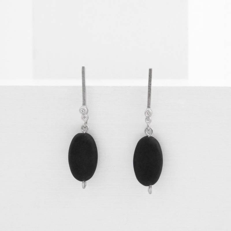 Arracades plata, diamants i ònix JOLIE