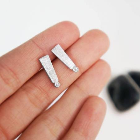 Pendientes de plata con diamante natural