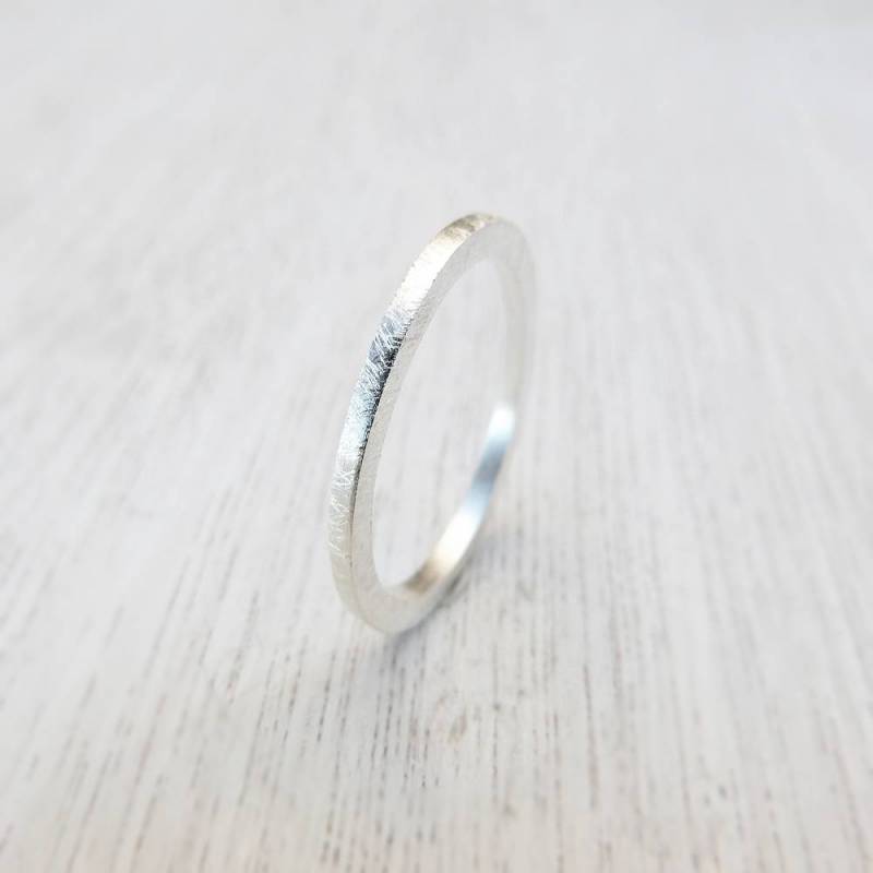 Unisex mat sterling silver ring