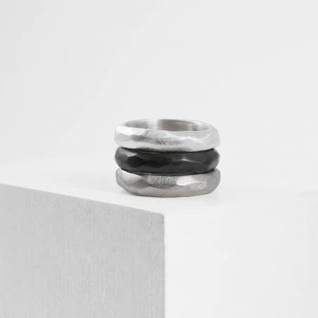 Aliança plata facetes plus
