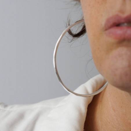 Pendientes de aro de plata maxi facetas