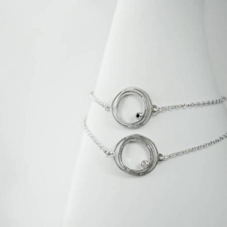 Rhodium silver and diamond bracelet LIA