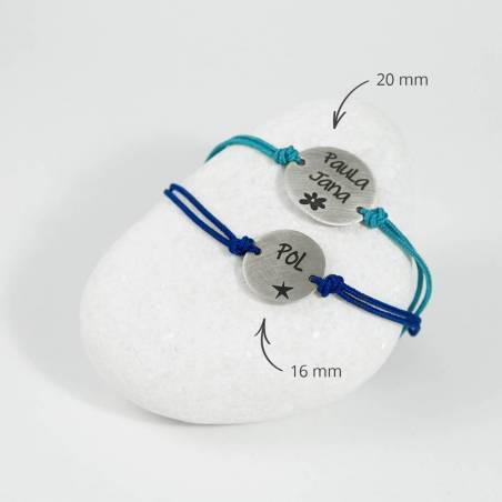 Pulsera plata mate  personalizada redonda pequeña