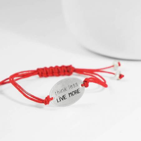 THINK LESS, LIVE MORE positive motto silver bracelet
