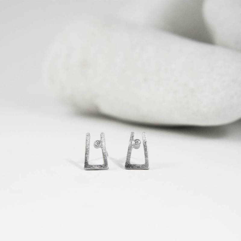 Pendientes plata con diamante ANTHEA