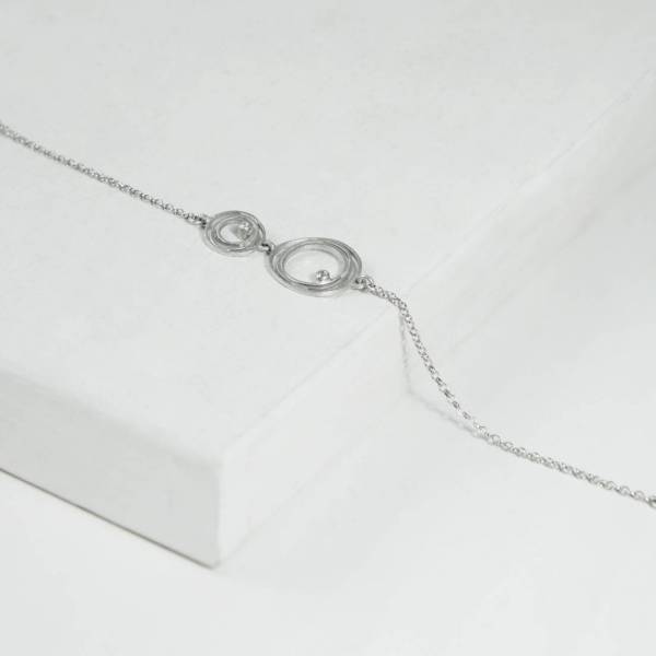 Rhodium silver and two diamonds bracelet LIA